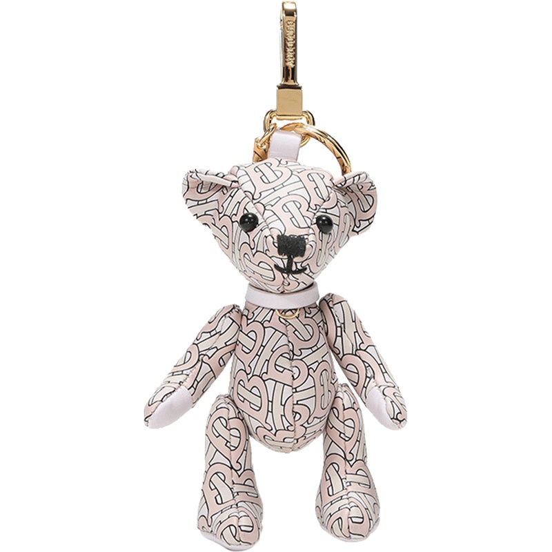 BURBERRY 博柏利 男女通用款胭脂粉红皮革Thomas泰迪熊钥匙扣 80134401