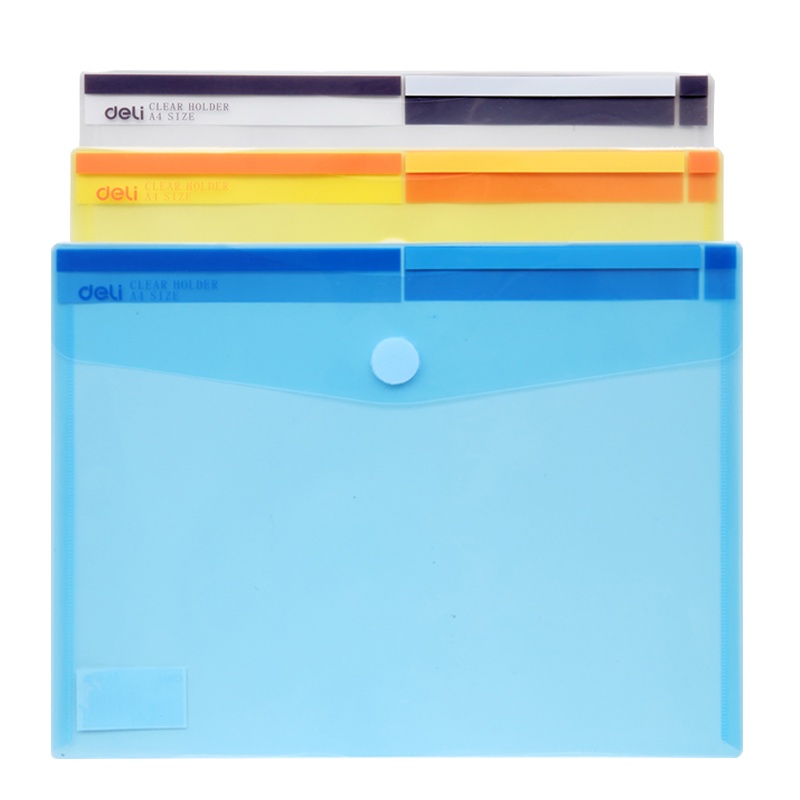得力deliA4文件袋5504粘扣资料袋文件拉链袋活页夹文件包12个
