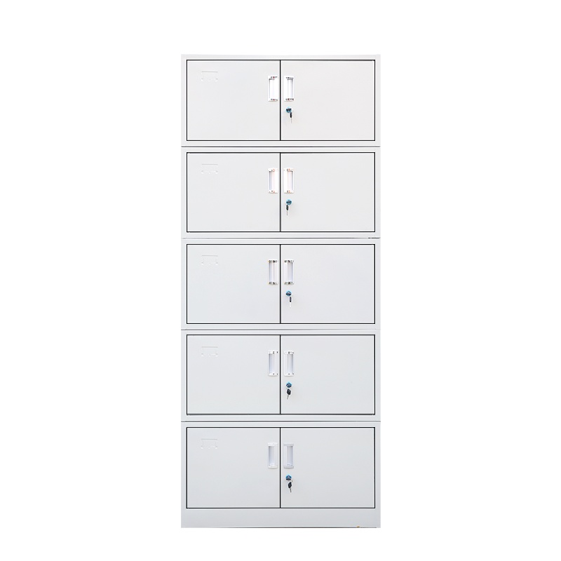 豫亿腾钢制加厚办公文件柜铁皮柜财务凭证资料柜档案柜玻璃储物书柜带锁抽屉可定制灰白色五节档案柜