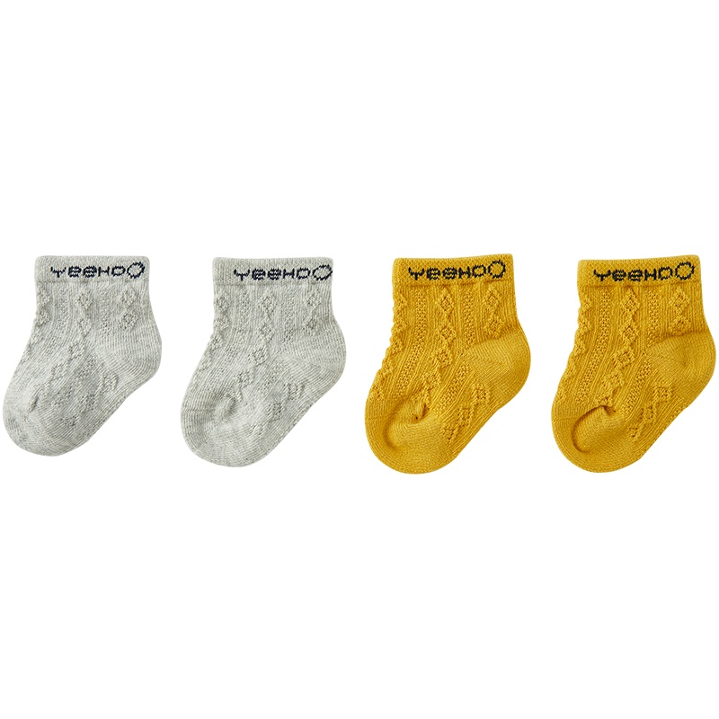 英氏婴儿袜子男女宝针织柔软印花袜子YIWCJ30042A01 2020新款秋装