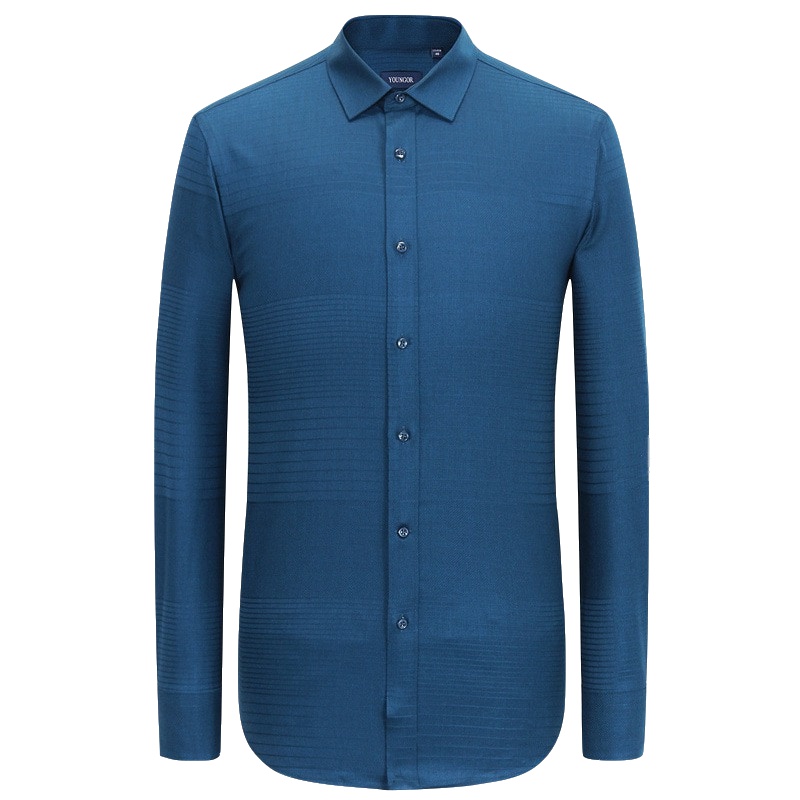 Youngor/雅戈尔秋冬新品男士商务正装含羊毛蓝色长袖衬衫446GFA