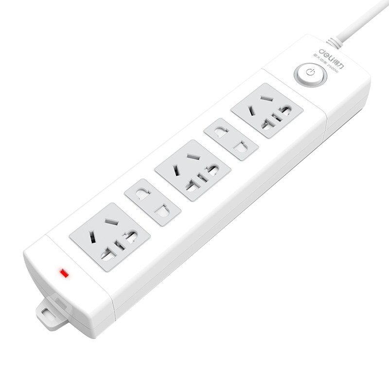 得力(deli)18202新国标电器插座5位总控开关插座/排插/插排/插线板/接线板/拖线板阻燃线长2米