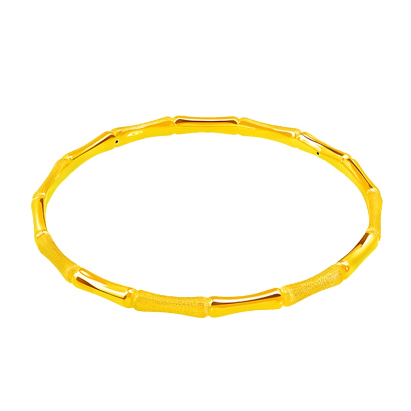 GZUAN古钻珠宝 节节高升 黄金足金竹节女士手链 黄金手镯 YJS0036