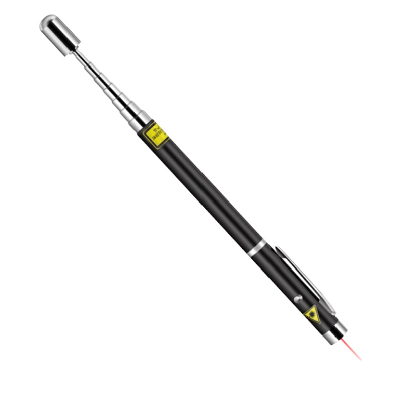 得力(deli) 3934可伸缩激光教鞭 便携式激光笔/无线演示器 黑色钢笔造型教鞭