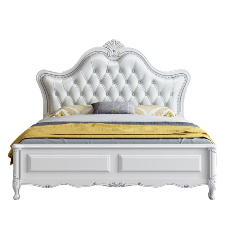 美式实木床1.8米白色双人卧室床 1.5m公主床现代简约轻奢储物婚床