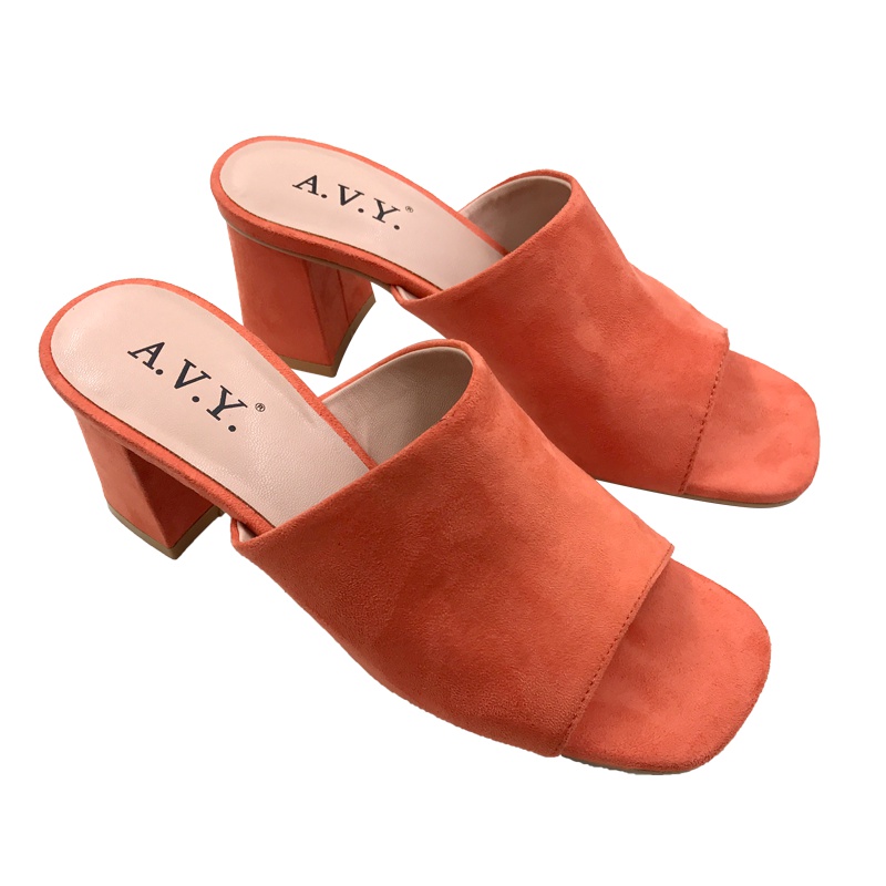 A.V.Y.夏季新款女欧美中跟粗跟凉鞋 一脚蹬拖鞋鱼嘴鞋性感时尚仙女风百搭女鞋