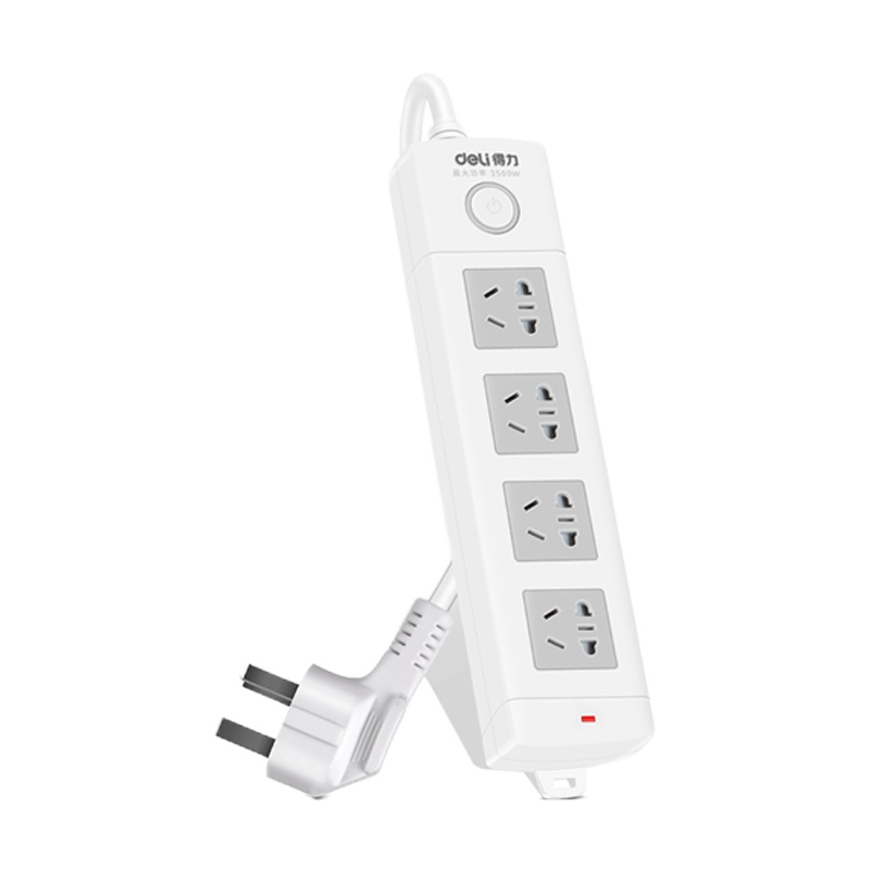 得力(deli)18203新国标4位组合孔3米 总控开关插座/插排/插线板/接线板/排插/拖线板 白色