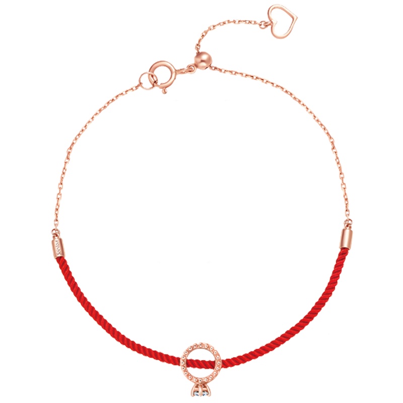 周大福Soinlove 蜜豆红绳款18K金钻石手链VU678