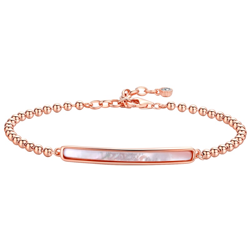 佰色传情S925纯银贝壳手链时尚个性可调节长度圆珠链