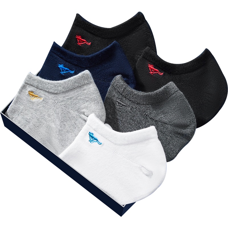 七匹狼【纯棉】6双休闲春夏季男式运动透气短筒船袜纯棉男士袜子男