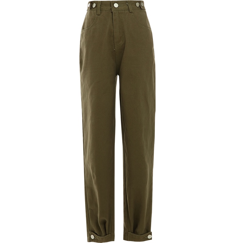 欧昵雪高腰宽松显瘦纯棉直筒哈伦裤女九分小脚休闲裤