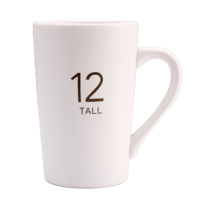 贝瑟斯 陶瓷马克杯办公室水杯茶杯子创意简约咖啡杯 白色12oz