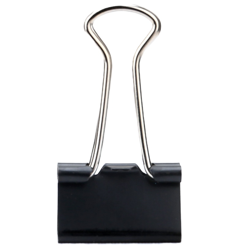 得力 黑色长尾夹票夹 金属燕尾夹票据夹子 铁夹 8565 两筒装