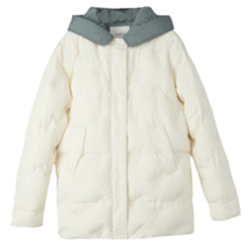 【专柜同款】拉贝缇白色羽绒服女士中长款2019冬季新款假两件矮个子面包服外套60009214