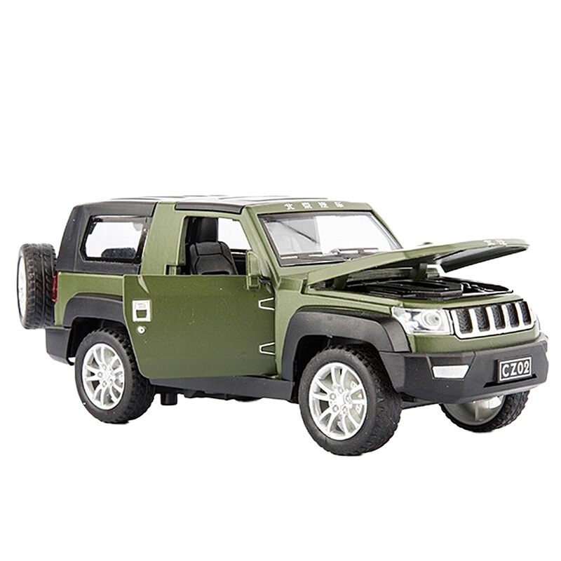 战狼同款越野车模型合金汽车模型儿童玩具车仿真男孩回力小汽车 吉普车绿色