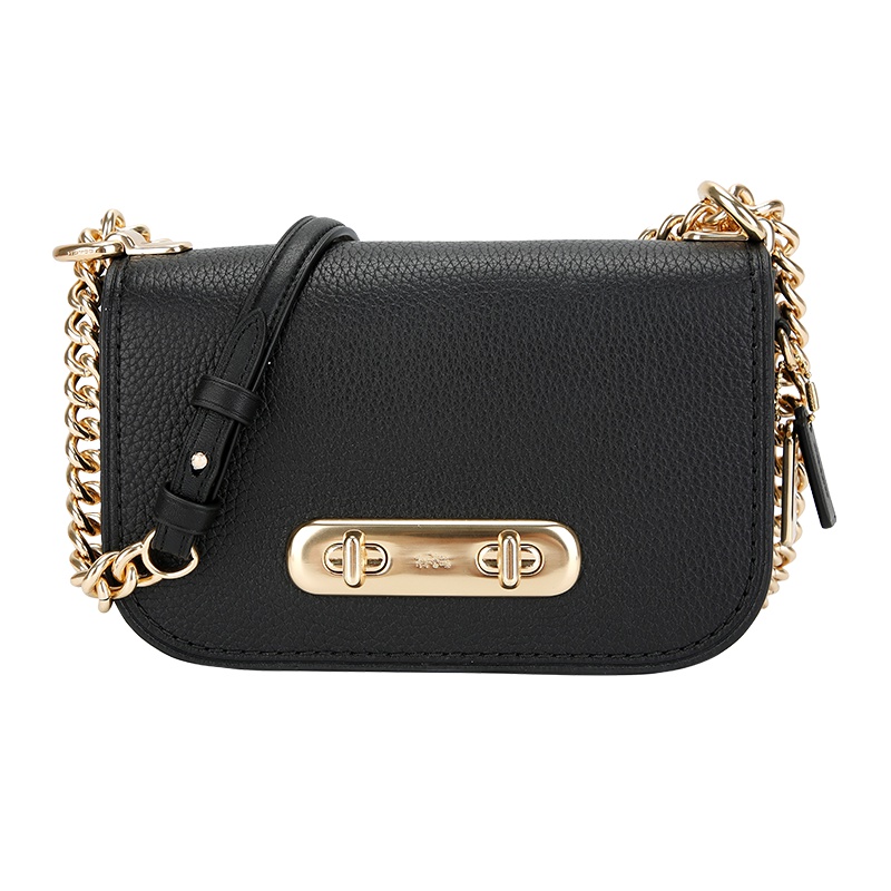 COACH 蔻驰 奢侈品 女士专柜款黑色色皮革单肩斜挎包 87321 LIBLK