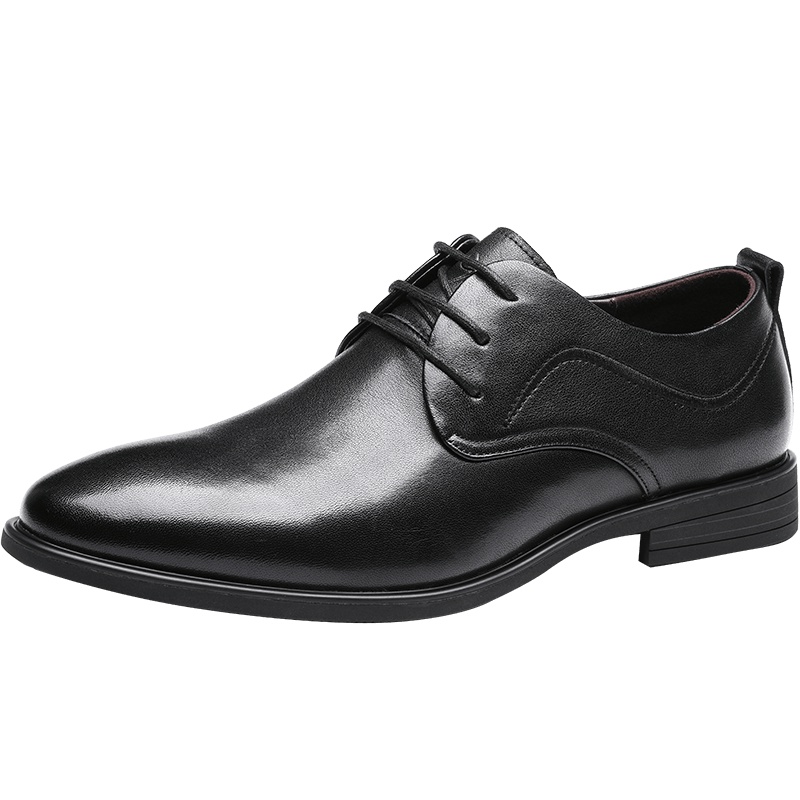 红蜻蜓男鞋正品秋季新款英伦商务正装牛皮鞋尖头系带男士婚鞋