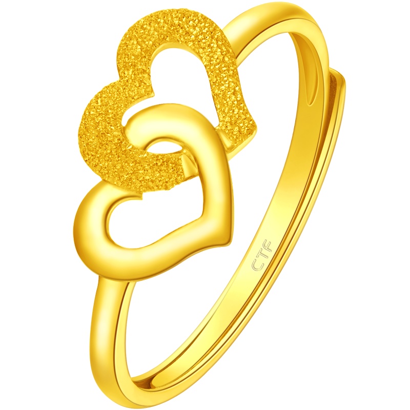 周大福珠宝首饰浪漫爱心足金金戒指女计价 工费:118元 F221281