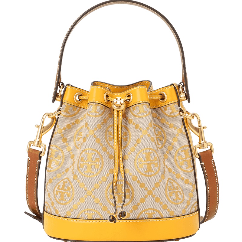 TORY BURCH MONOGRAM 水桶包 双T老花 织物拼皮 79487