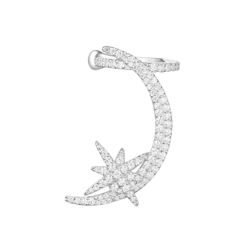 apm MONACO单只镶晶钻耳骨夹925银耳饰穿孔耳环气质宴会耳扣百搭首饰AE11048OX