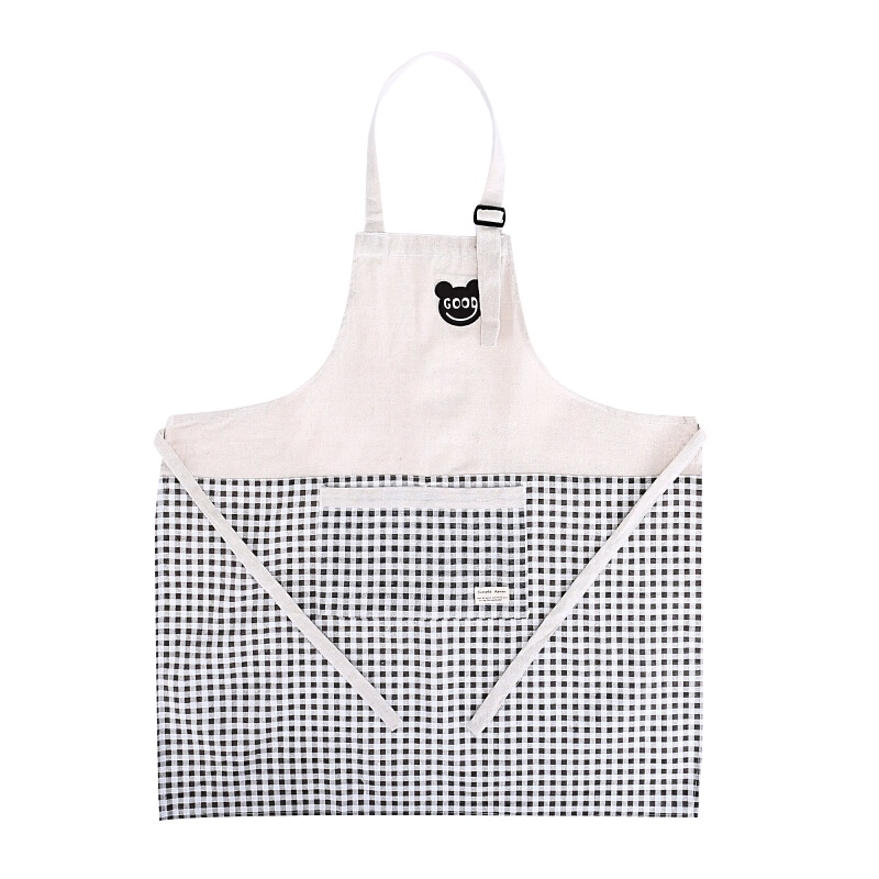 拾画 韩版时尚棉麻围裙 咖啡色条纹 厨房家居时尚烘焙5145-2