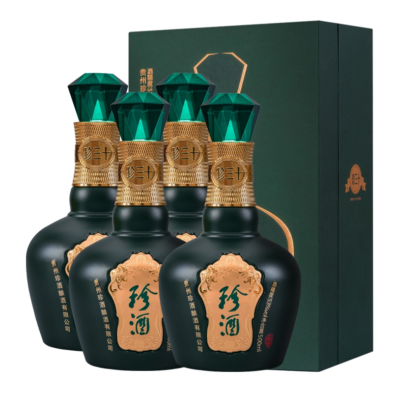 珍酒 珍三十 53度 酱香型白酒 500ml*4 箱装