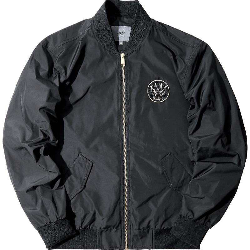 黑鲸休闲棒球领夹克男2019春季刺绣装饰短款外套男CWJAJ19041A