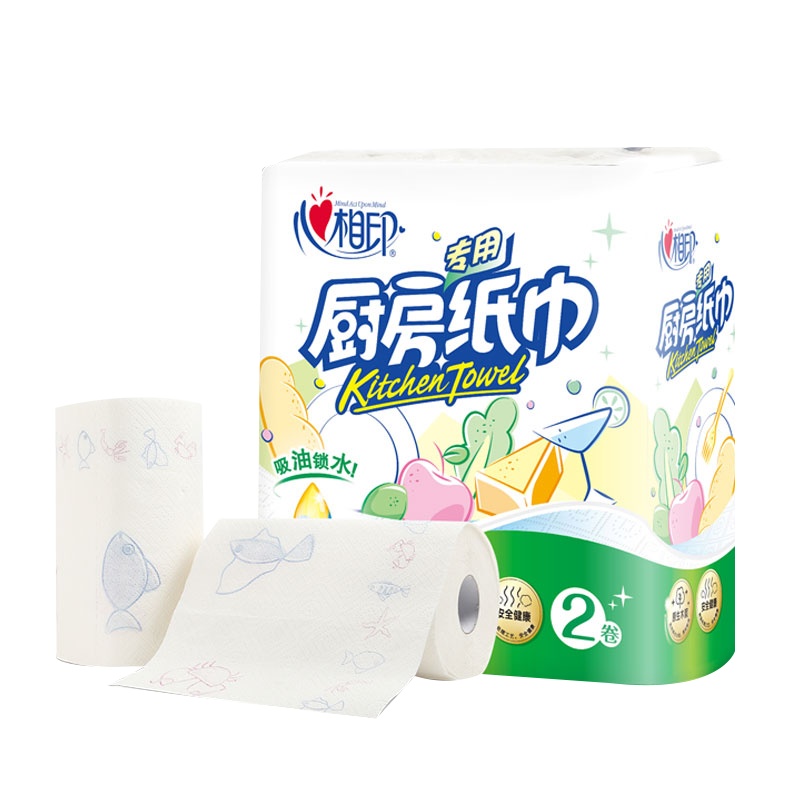 心相印厨房卷纸加厚擦手纸料理厨房卷纸吸油纸吸水擦油纸专用纸8卷