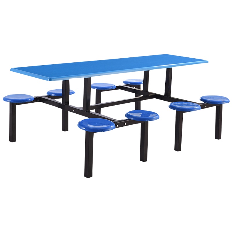 质凡学校工厂服务区员工食堂连体餐桌椅八人位玻璃钢桌椅