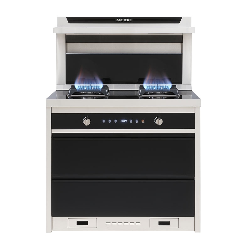 JJZT-5562( 2RR-12T-) K2钢化玻璃台面 侧吸式下排油烟 天然气/液化气 集成灶