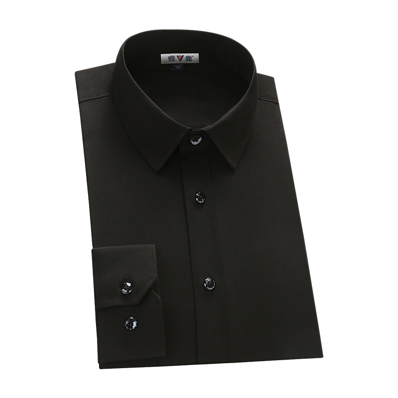 雅鹿男装男士衬衫柔软舒适免烫抗皱百搭正装男士长袖衬衫2182501810