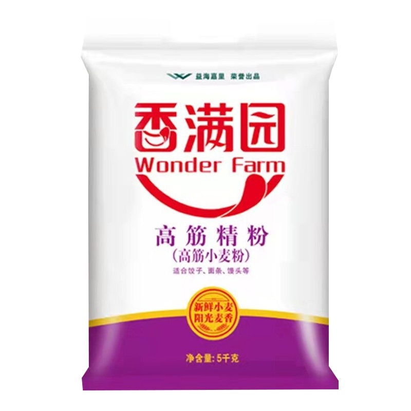 香满园面粉高筋精粉5kg/袋 高筋小麦粉高筋面粉 小麦粉 白面粉家家用小麦粉 面条包子饺子馒头 烘焙