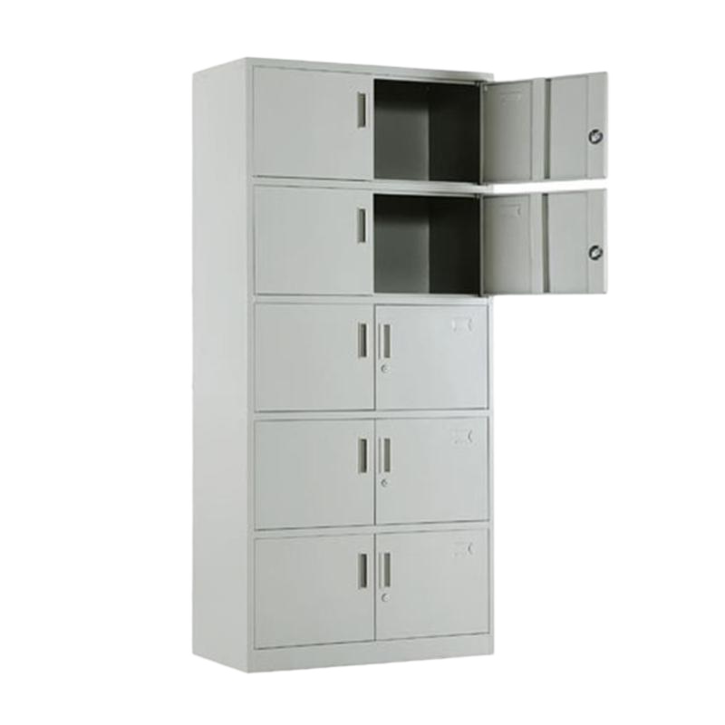 递乐(DiLe) 通体五节柜钢制文件柜铁皮办公档案柜文件整理柜资料柜 带锁 灰白色