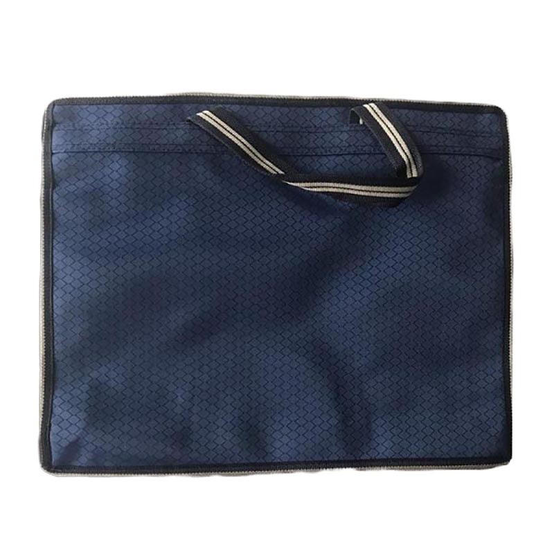 齐心(COMIX)WJD-387 文件袋男士文件包手提包帆布资料公文袋女士商务多层A4拉链袋定制文件套 蓝色