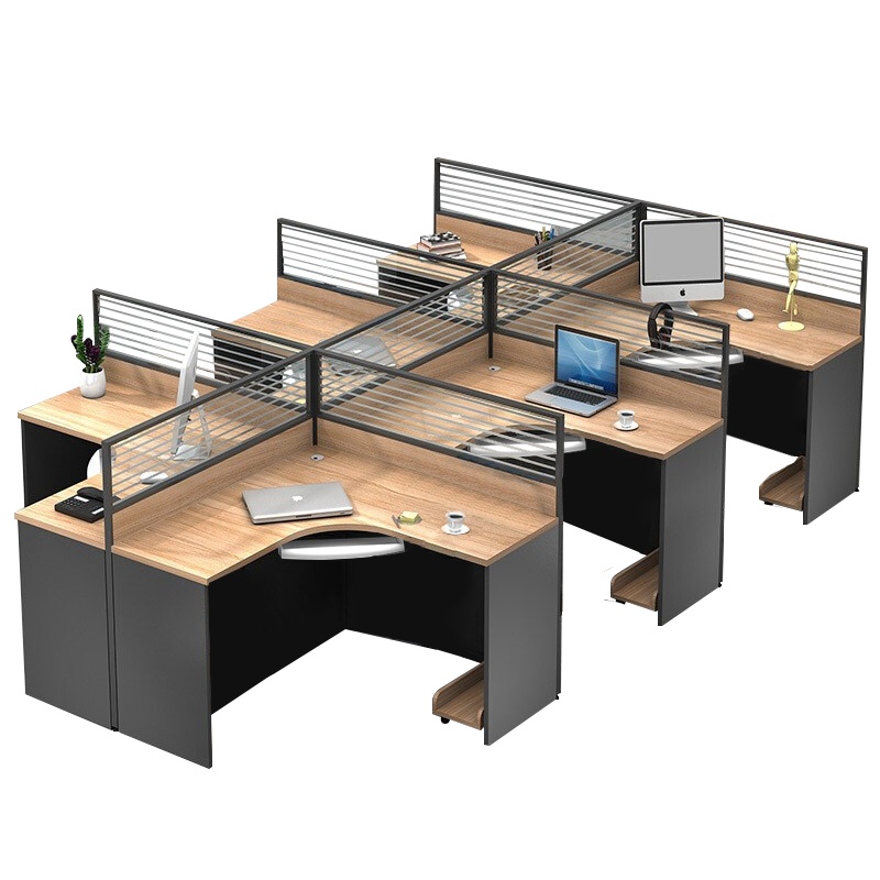 震海办公家具干字型四人位办公桌组合屏风工位电脑桌现代简约双人位员工桌4人位职员工作位6人位办公室桌子员工办公桌