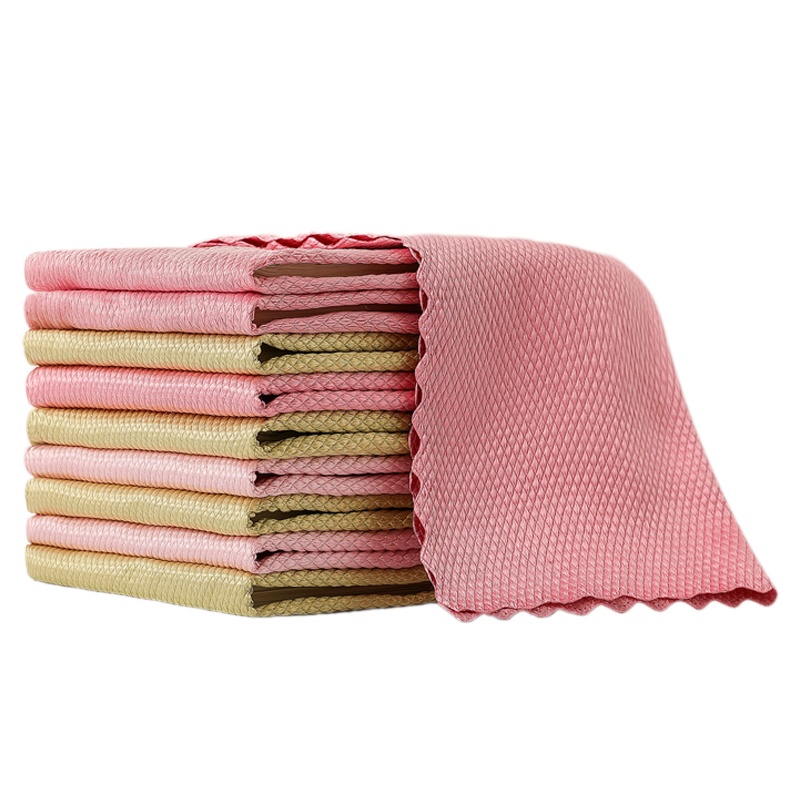 苏宁宜品 10条25*25cm洗碗布鱼鳞抹布家务清洁厨房用品擦毛巾去油家用吸水不掉毛不沾油