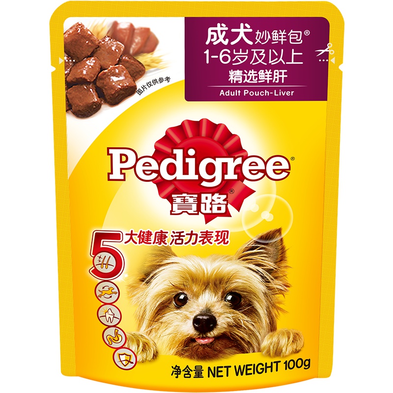 宝路 宠物狗粮狗湿粮 成犬妙鲜包 鲜肝味100g