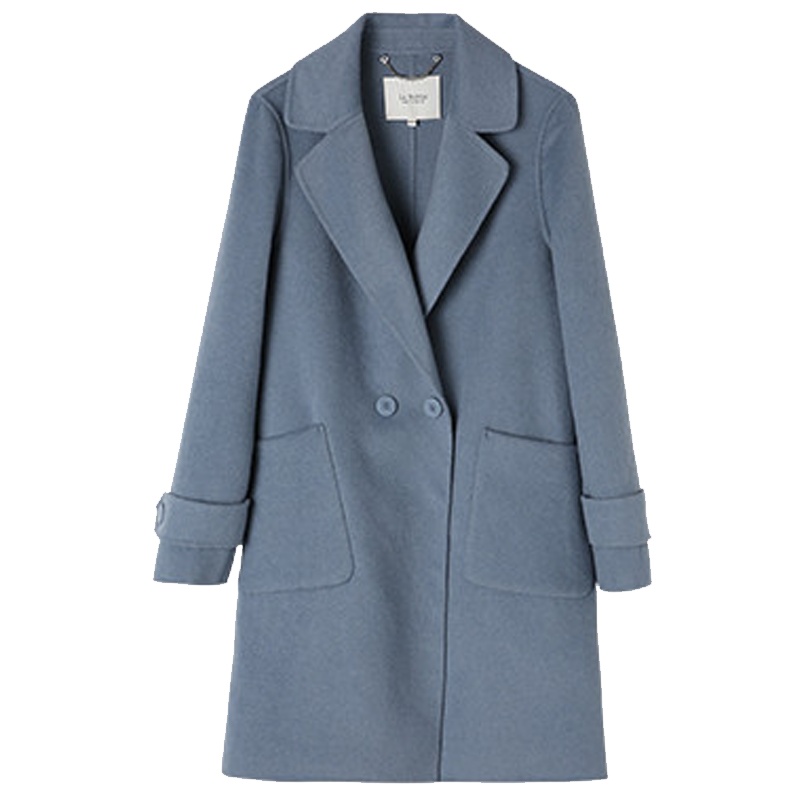 【专柜同款】拉夏贝尔旗下秋冬毛呢女韩版中长款森系韩版双面呢大衣60007049