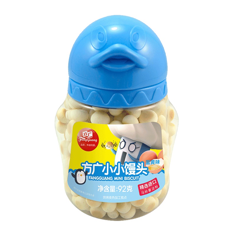 方广 宝宝零食 小小馒头蛋黄味92g/罐装 奶豆饼干