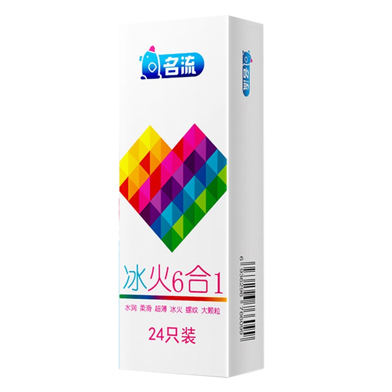 名流冰火六合一两盒48只避孕套凸G点大颗粒薄螺纹热感成人情超趣计生用品持久加厚物理延迟时保险安全套