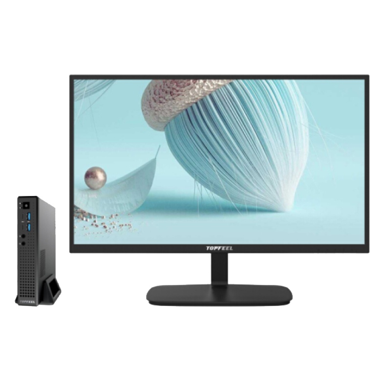 极夜(topfeel)T80M迷你4K商用台式机电脑整机 23.8英寸(9代i5-9400 8G 256G固态 HDMI/DP 无线 三年上门)
