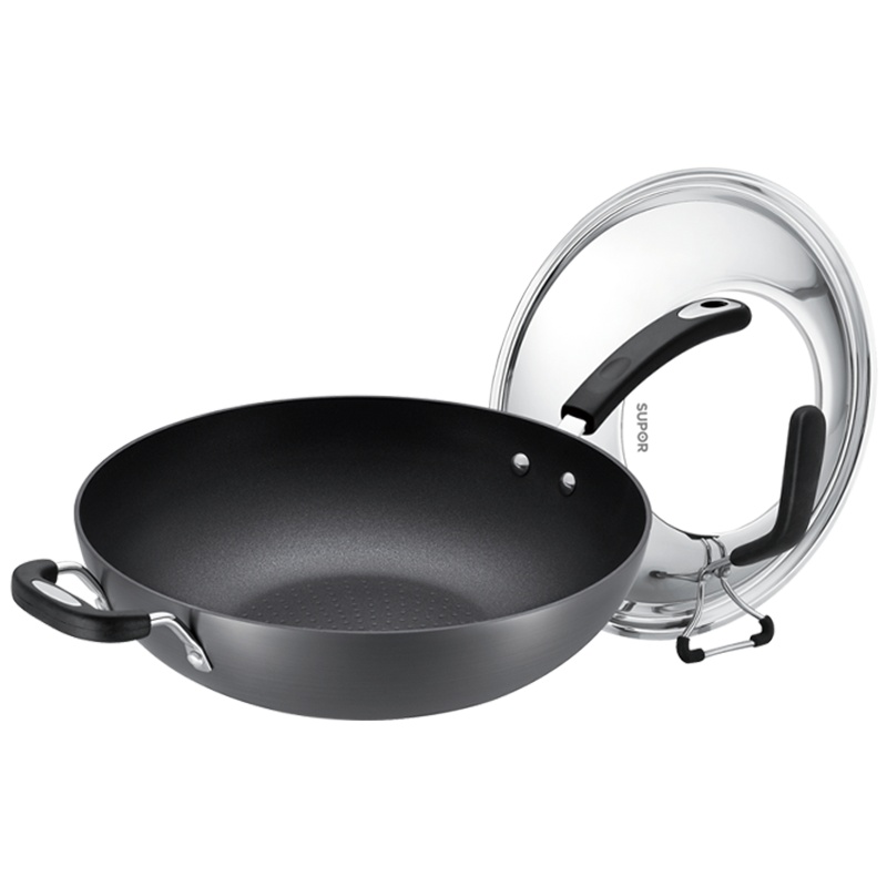 苏泊尔(SUPOR)经典不粘无油烟炒锅 优质铝合金基材高强度复合底家用炒锅不粘易清洗 可立盖 PC32Z1 32cm