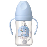 日康 宽口径有柄自动奶瓶 240ml 十字孔奶嘴 PP材质 RK-3129[蓝色]