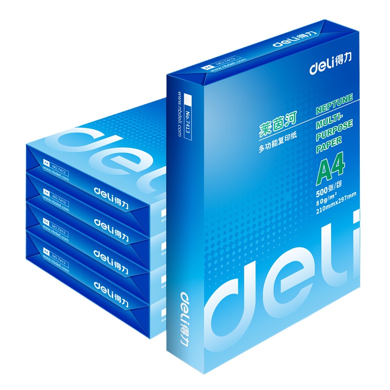 得力(deli) 7419莱茵河复印纸(A4-80g-5包)