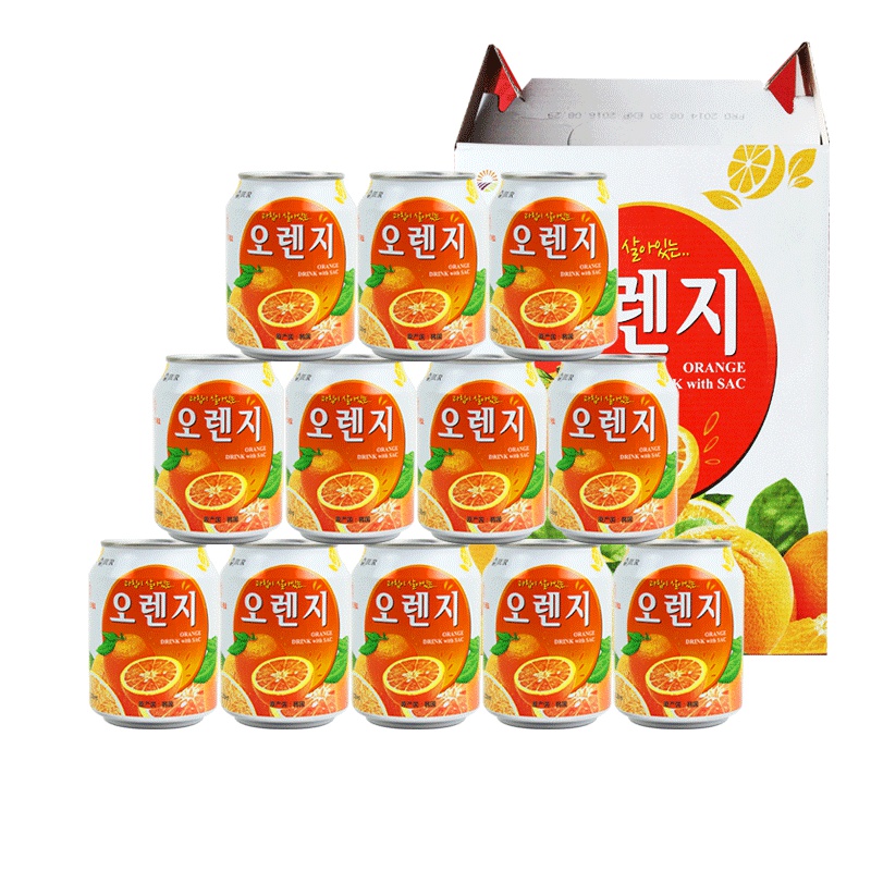 韩国进口 九日橙子果肉果汁饮料238ml*12瓶