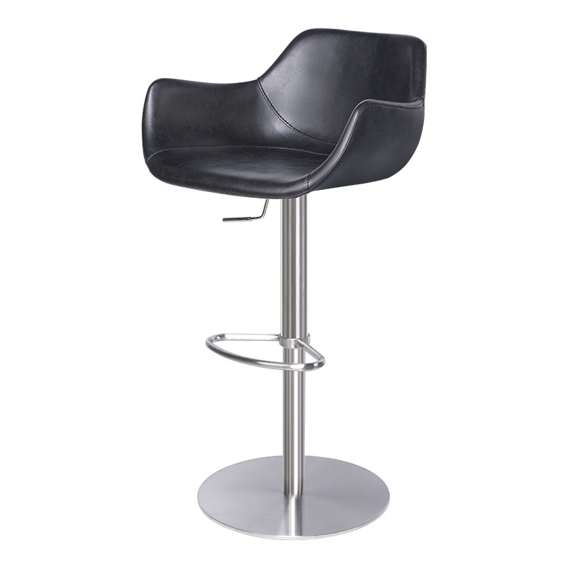 和顿北欧吧椅 升降旋转吧台椅子 靠背家用设计师吧台凳 轻奢高脚靠椅现代简约带扶手中岛台椅 酒吧前台不锈钢脚卡座高椅715