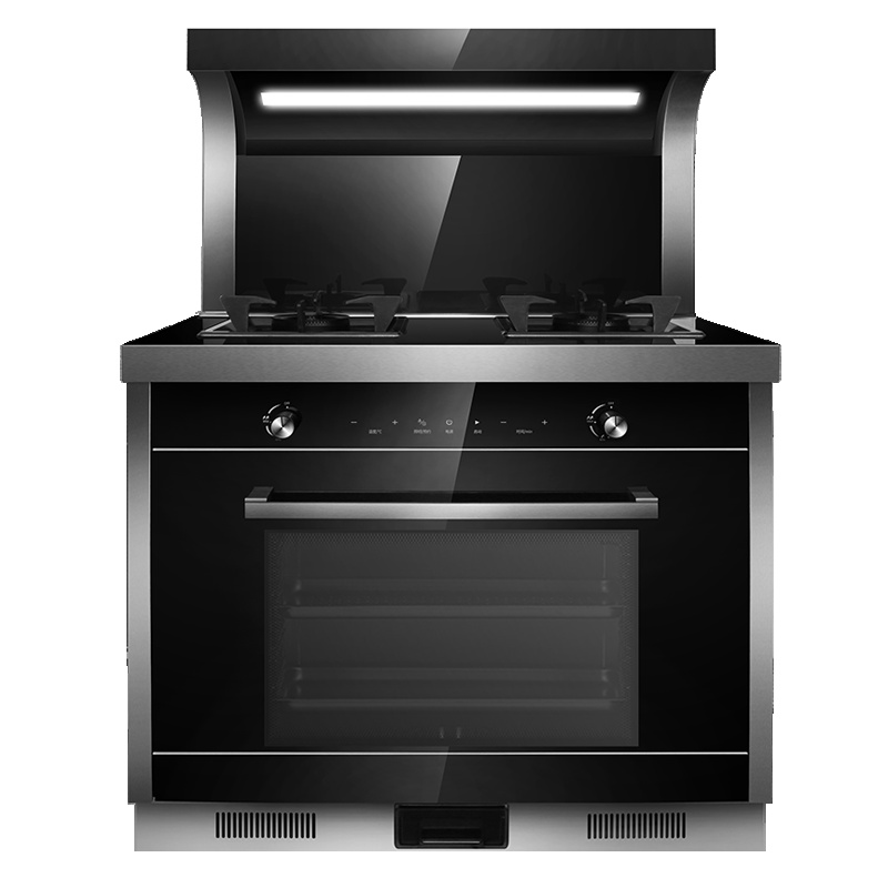 欧尼尔(OUNIER)LX8-SZ一体灶带电蒸箱下排侧吸式机家用环保灶燃气自动清洗 21立方米 天然气集成灶