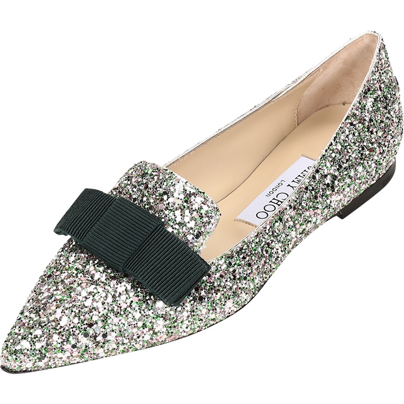 周仰杰 JIMMY CHOO 女士 闪光面料尖头平底鞋单鞋 GALA CGF 204