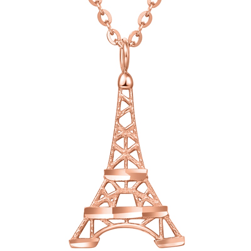 周大福首饰浪漫巴黎铁塔18K金项链套链E123553