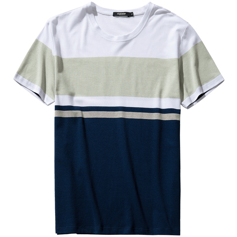 千纸鹤短袖T恤男2019新款潮流纯棉半袖圆领学生港风条纹上衣20029